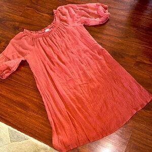 Naïf Rust Orange Peasant Dress with inlaid lace and lined size small